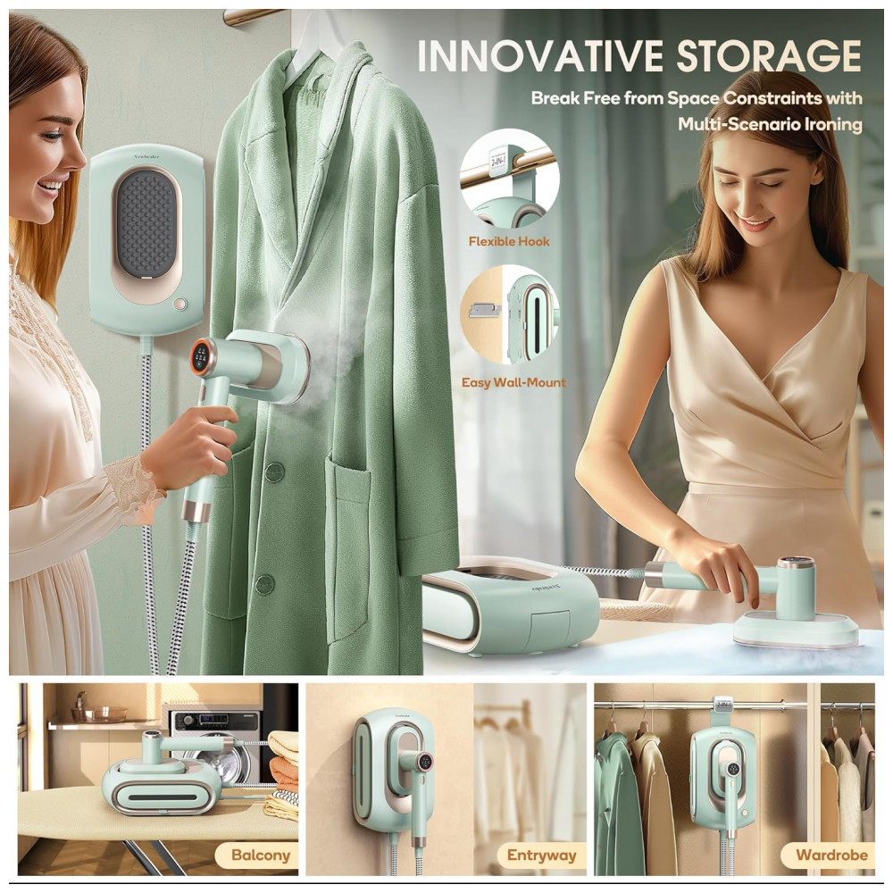 ECTQ86ZCTNMD0B_1-1.jpg - Steamer,Passadeira e Vaporizador 2 em 1 Newbealer Pro, 1550W, Vapor de 3 Níveis Turbo e 3 Modos de Calor Seco para Roupas,