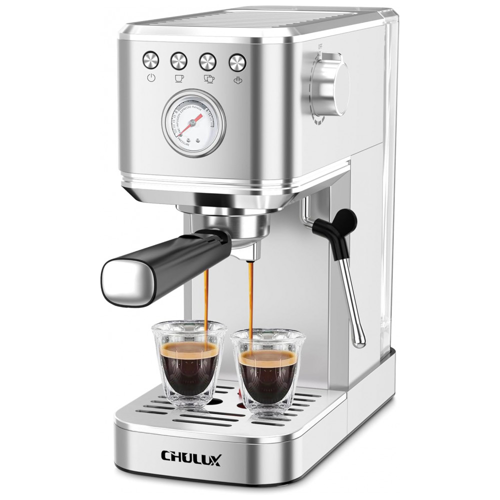 ECTQ87MKX2WC0B_0-1.jpg - Máquina de Espresso 20 Bar, Vaporizador Profissional, Manômetro, Compacta, CHULUX, Inox, Prata, 110V