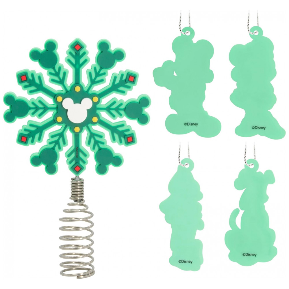 ECTQ89S1CTSC0B_5-1.jpg - Conjunto Hallmark Disney Mini Enfeites de Natal com Topo de Árvore Mickey e Minnie, 5 Peças em PVC Inquebrável, 13 x 8,4 x 1,9 cm
