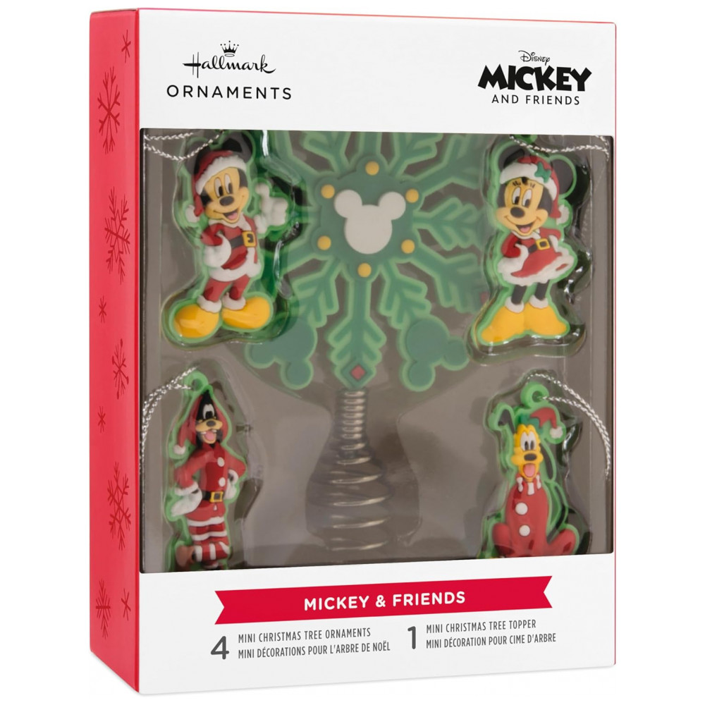 ECTQ89S1CTSC0B_6-1.jpg - Conjunto Hallmark Disney Mini Enfeites de Natal com Topo de Árvore Mickey e Minnie, 5 Peças em PVC Inquebrável, 13 x 8,4 x 1,9 cm