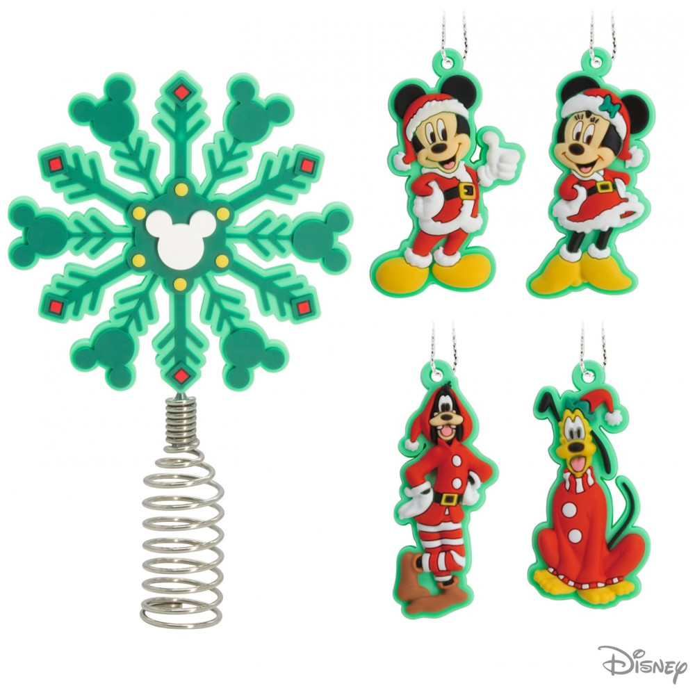 ECTQ89S1CTSC0B_7-1.jpg - Conjunto Hallmark Disney Mini Enfeites de Natal com Topo de Árvore Mickey e Minnie, 5 Peças em PVC Inquebrável, 13 x 8,4 x 1,9 cm