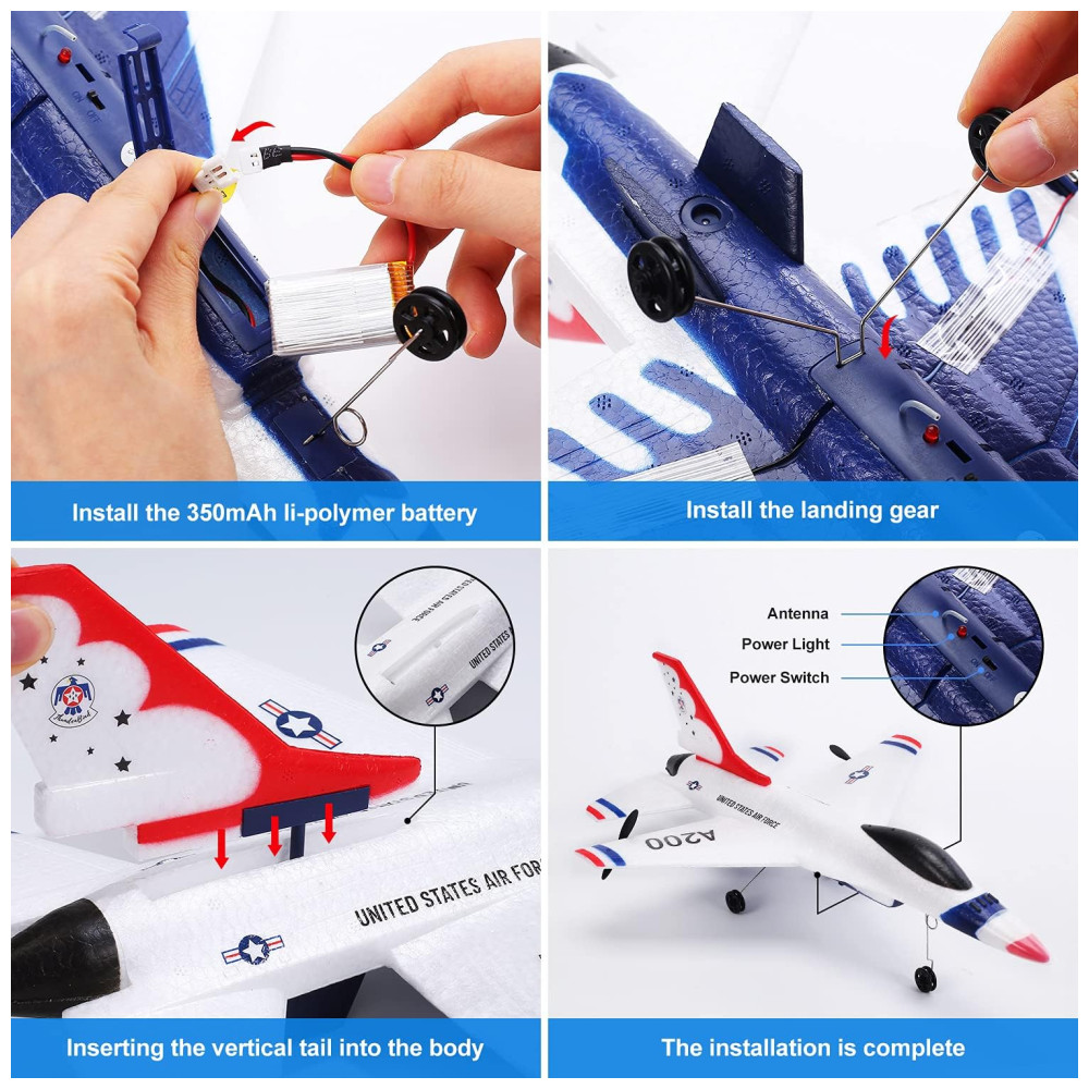 ECTQ8CMFDR790B_5-1.jpg - Avião de Controle Remoto F16 2.4G Design 2CH Idade Recomendada 14 EAGLESTONE Branco