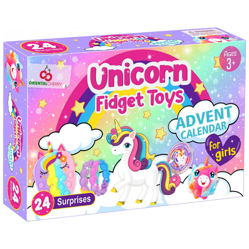 Calendário do Advento 2025,24 Dias de Brinquedos Sensory Surpresa de Unicórnio para Crianças,ORIENTAL CHERRY