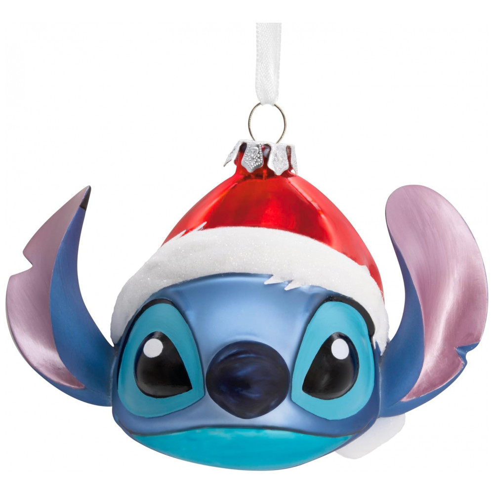 ECTQ8HZ18TSC0B_0-1.jpg - Enfeite de Natal Hallmark Disney Stitch com Chapéu de Papai Noel em Vidro Soprada Multicolorido, 12 x 8,3 x 8,3 cm