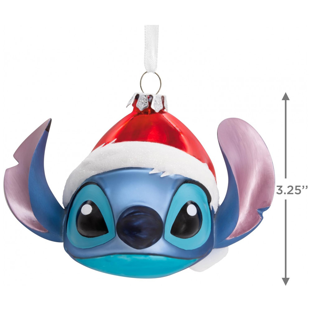 ECTQ8HZ18TSC0B_3-1.jpg - Enfeite de Natal Hallmark Disney Stitch com Chapéu de Papai Noel em Vidro Soprada Multicolorido, 12 x 8,3 x 8,3 cm