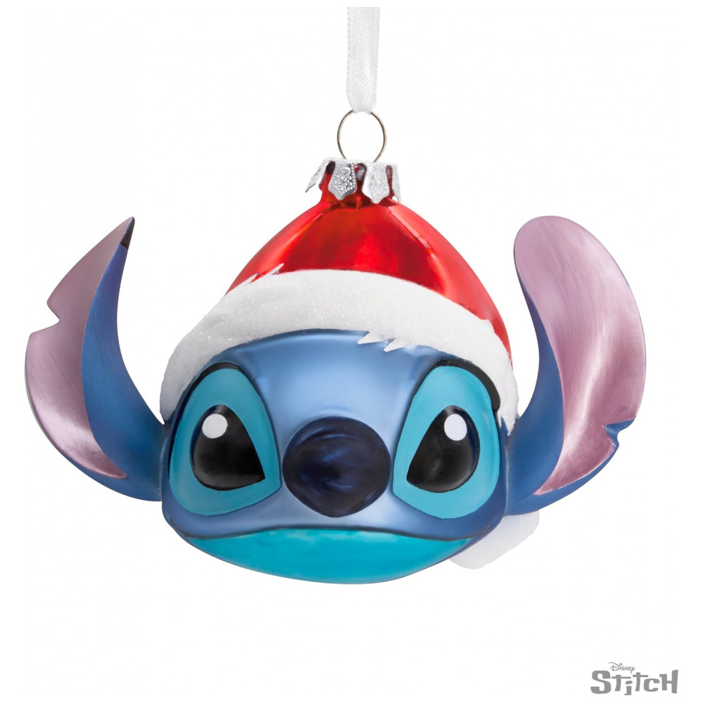 ECTQ8HZ18TSC0B_5-1.jpg - Enfeite de Natal Hallmark Disney Stitch com Chapéu de Papai Noel em Vidro Soprada Multicolorido, 12 x 8,3 x 8,3 cm