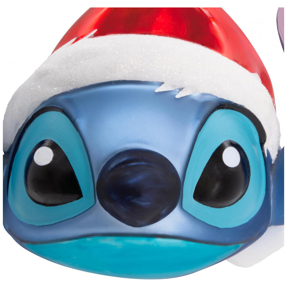 ECTQ8HZ18TSC0B_6-1.jpg - Enfeite de Natal Hallmark Disney Stitch com Chapéu de Papai Noel em Vidro Soprada Multicolorido, 12 x 8,3 x 8,3 cm