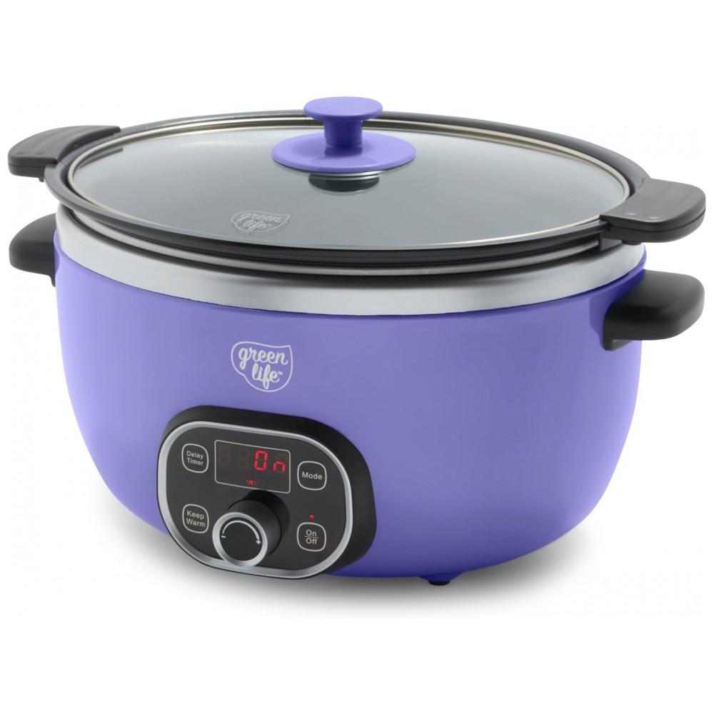 ECTQ8MTRW32D0B_0-1.jpg - Panela Elétrica GreenLife 5,68 litros Cerâmica, Livre de PFAS, Programável, Potência Removível e Saudável para Refeições em Família, Dourar na Boca do Fogão,