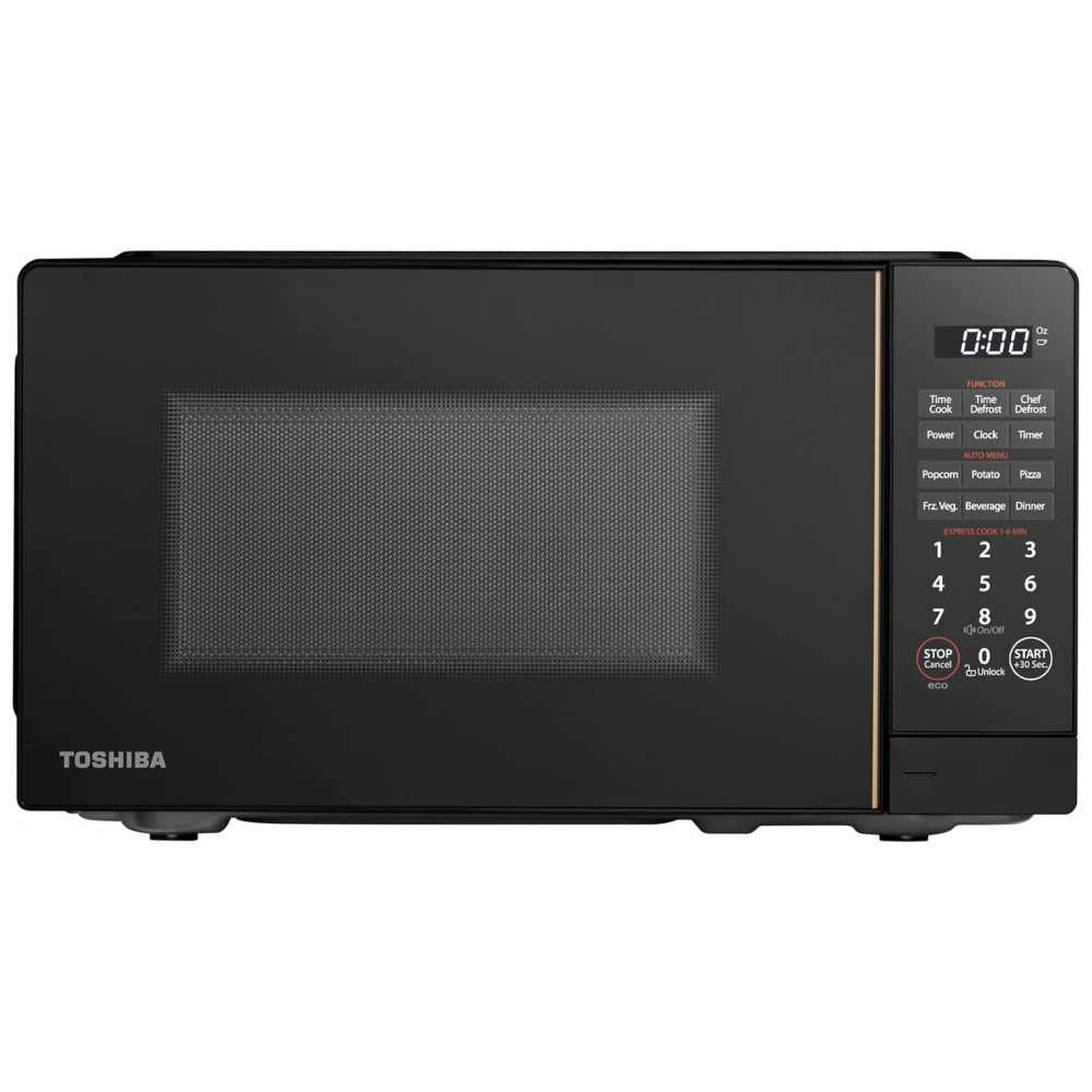 ECTQ8QB5BR7F0B_0-1.jpg - Forno Micro-ondas TOSHIBA Pequeno com 11 Níveis de Potência, ChefDefrost, Modo Eco com Som Ligado/Desligado, 19,82 litros, 700W, Preto