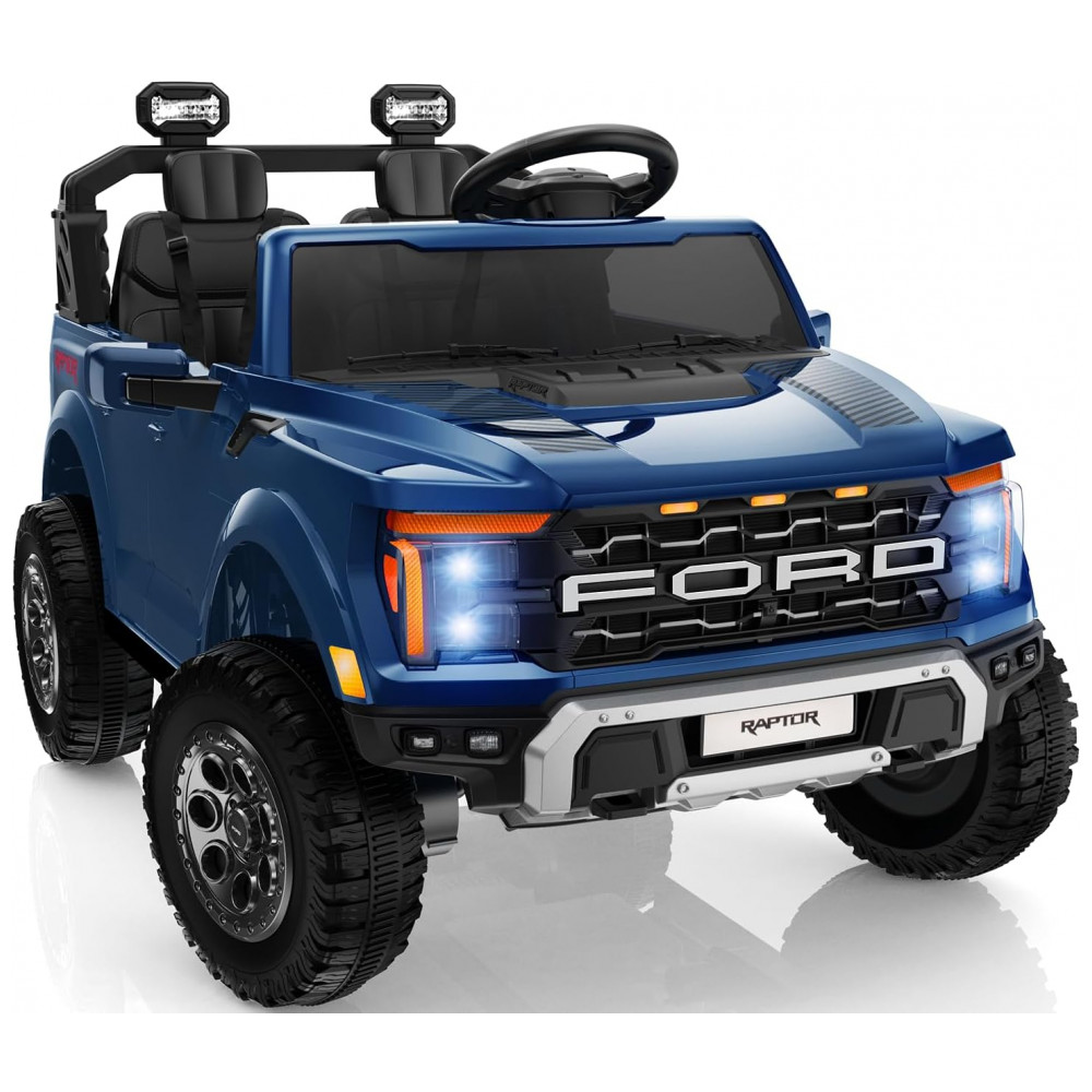 ECTQ8QPFN3BF0B_0-2.jpg - Carro Elétrico Infantil Licenciado Ford F-150 Raptor 24V Azul 2 Lugares com Controle Remoto, Bluetooth, Luzes LED, Baú e Partida Suave