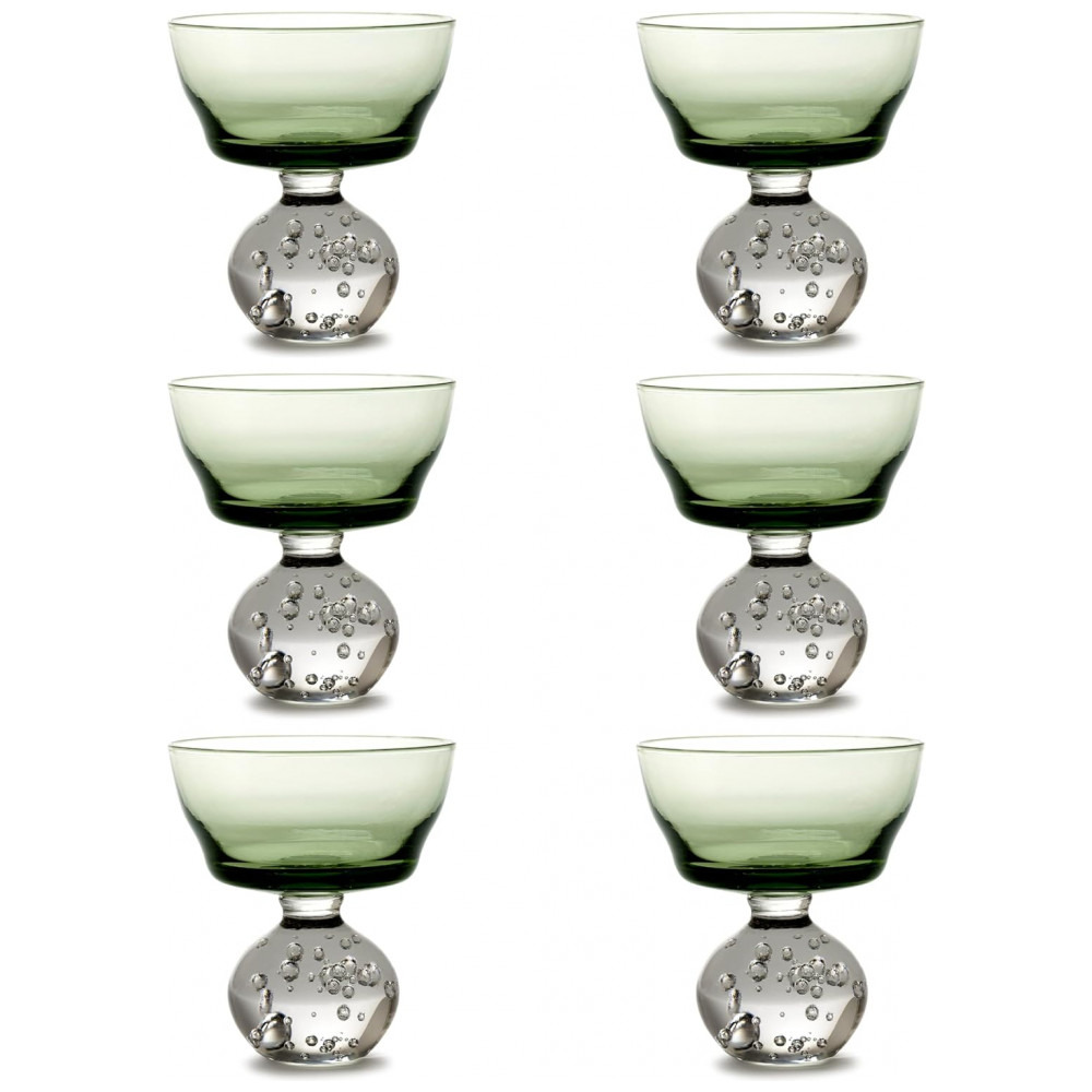 Taças de Champanhe Serax Eternal Snow por Bela Silva - Conjunto de 6 Taças Coupe Verdes Bebidas Flautas Luxuosas para Jantar em Casa com Vinho, Festa,