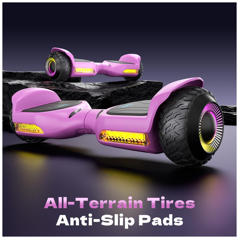ECTQ8VJY8S9F0B_2-1.jpg - Gyroor G13 - Hoverboard Rosa com Luzes LED, Motor de 500W e Bluetooth para Crianças de 6 a 12 anos e Adultos