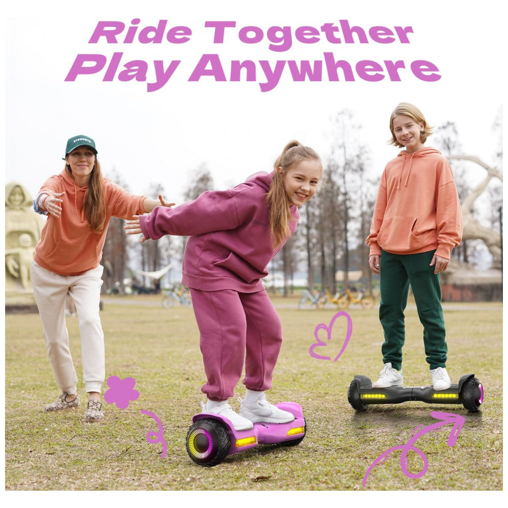 ECTQ8VJY8S9F0B_4-1.jpg - Gyroor G13 - Hoverboard Rosa com Luzes LED, Motor de 500W e Bluetooth para Crianças de 6 a 12 anos e Adultos