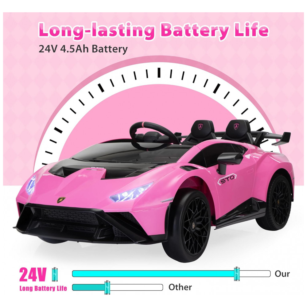 ECTQ8X2T54XC0B_3-1.jpg - Carrinho Elétrico Infantil Lamborghini 24V Drift TOBBI, Licenciado, 2 Motores, Controle Remoto, 6-10km/h, Rosa