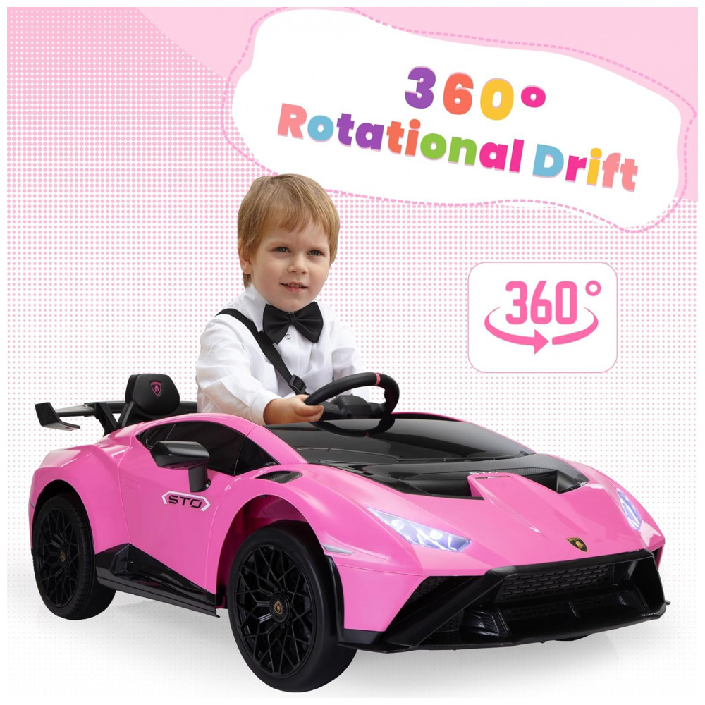 ECTQ8X2T54XC0B_4-1.jpg - Carrinho Elétrico Infantil Lamborghini 24V Drift TOBBI, Licenciado, 2 Motores, Controle Remoto, 6-10km/h, Rosa