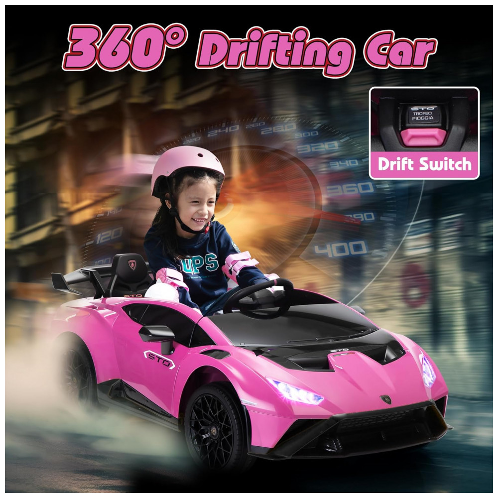 ECTQ8X2T54XC0B_6-1.jpg - Carrinho Elétrico Infantil Lamborghini 24V Drift TOBBI, Licenciado, 2 Motores, Controle Remoto, 6-10km/h, Rosa