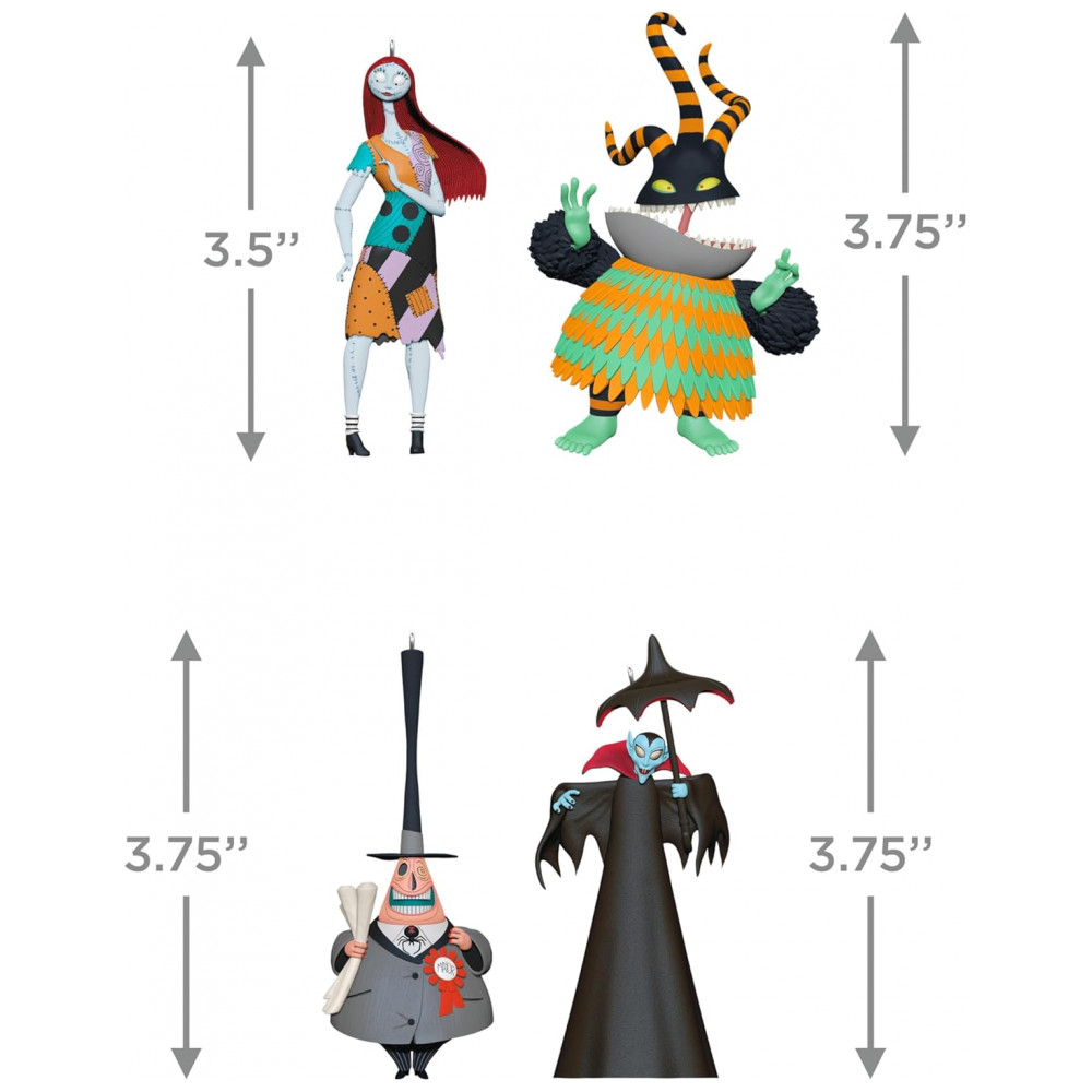 ECTQ8YQKQGPD0B_1-1.jpg - Conjunto 4 Enfeites Halloween Hallmark Keepsake 2025 Disney O Estranho Mundo de Jack - Cidadãos de Halloween Town, Plástico