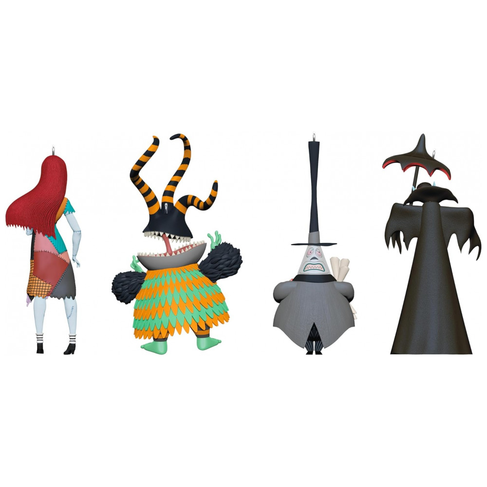 ECTQ8YQKQGPD0B_3-1.jpg - Conjunto 4 Enfeites Halloween Hallmark Keepsake 2025 Disney O Estranho Mundo de Jack - Cidadãos de Halloween Town, Plástico