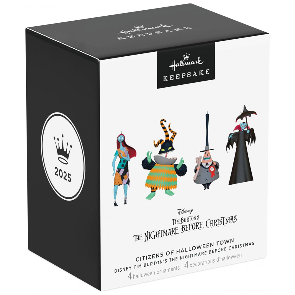 ECTQ8YQKQGPD0B_4-1.jpg - Conjunto 4 Enfeites Halloween Hallmark Keepsake 2025 Disney O Estranho Mundo de Jack - Cidadãos de Halloween Town, Plástico