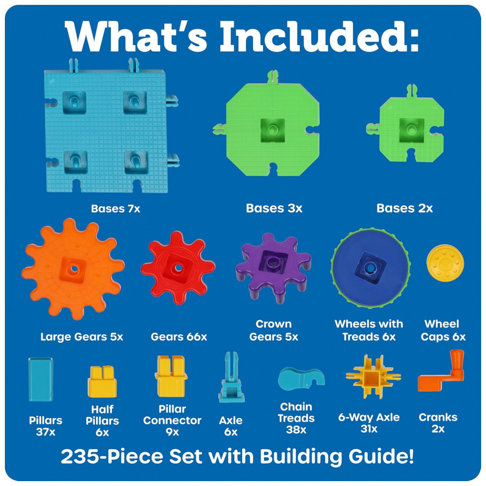 Learning Resources Gears! Gears! Gears! Deluxe Building Set – Kit STEM de Construção com 100 Peças Coloridas para Crianças a partir de 3 anos - Imagem 6