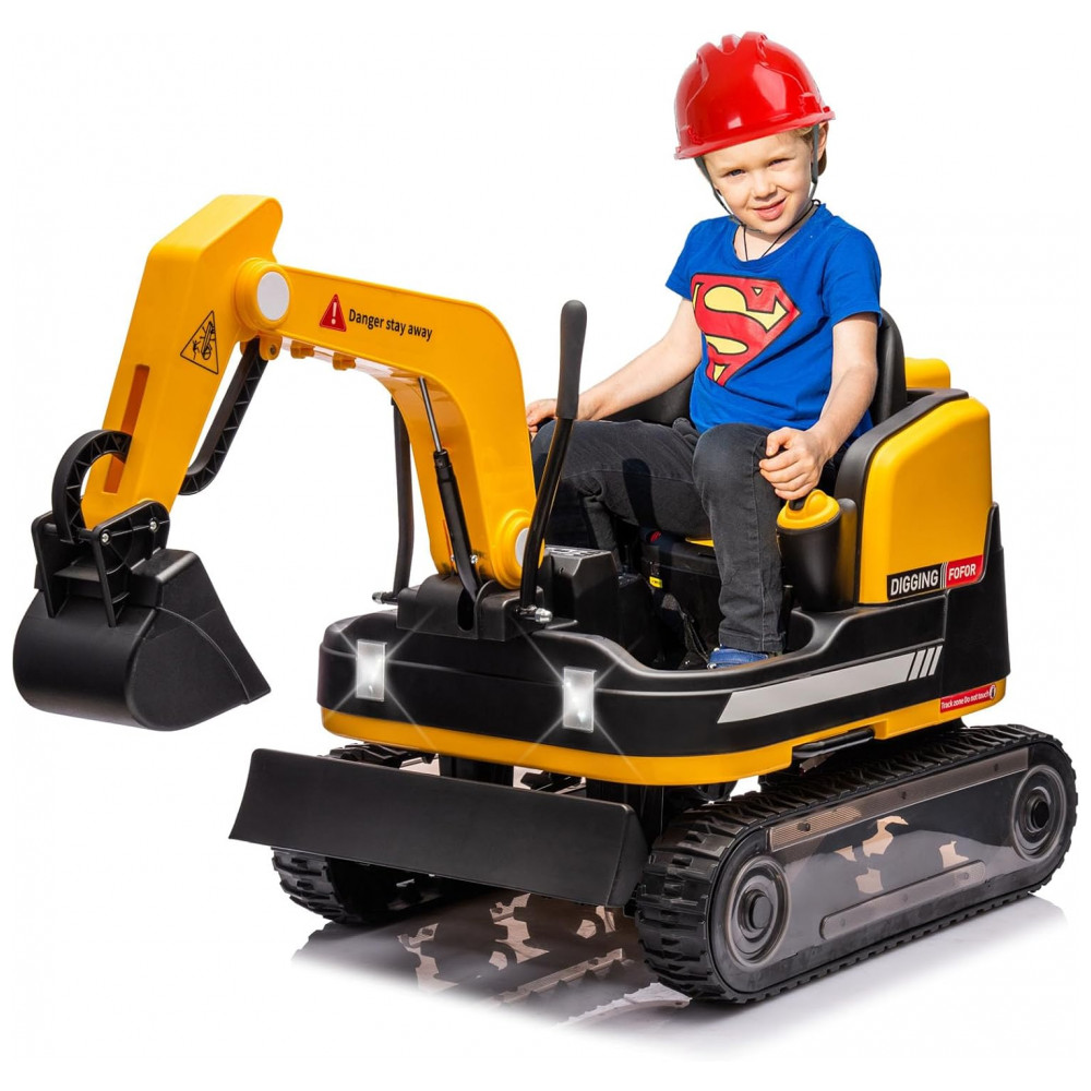 ECTQ8ZN81BLD0B_0-1.jpg - Escavadeira Infantil Elétrica JOYLDIAS Amarela 12V 360° Rotativa Buldôzer Controle Remoto MP3 USB Trilhos Multi-Terreno Toolbox