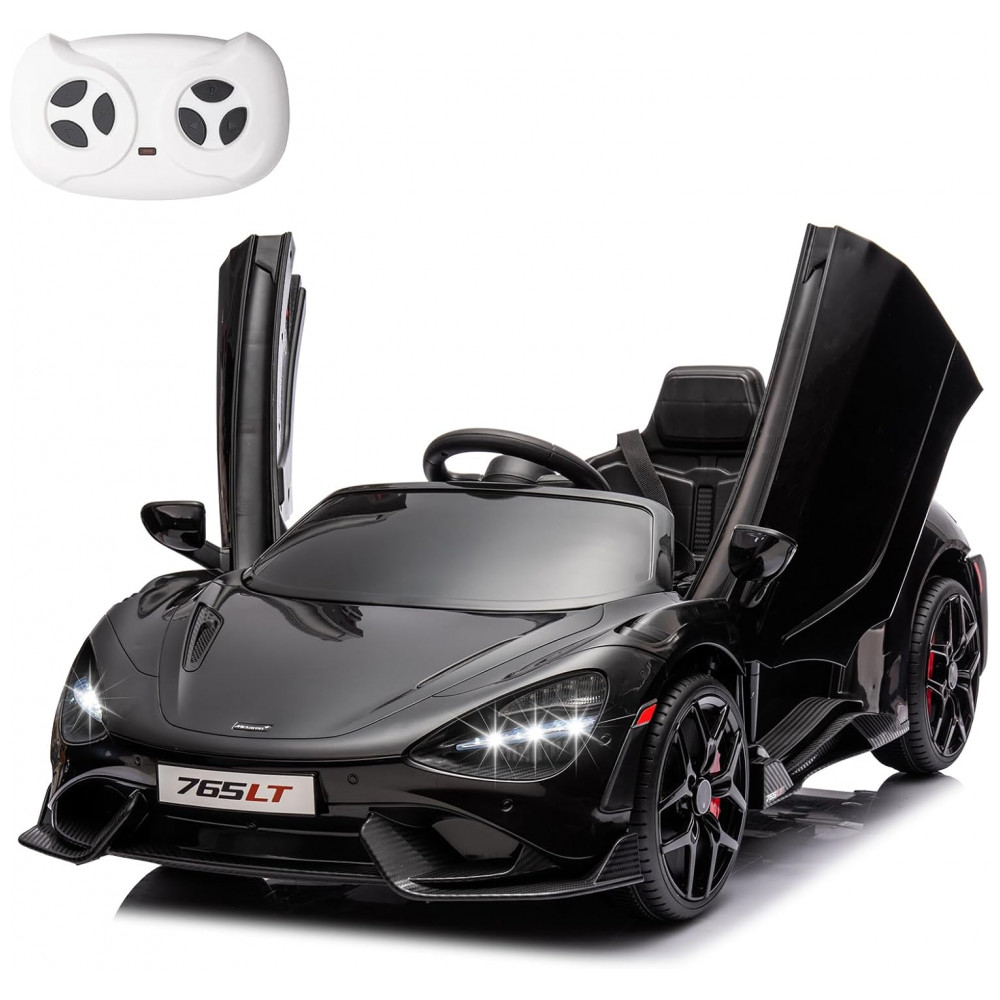 ECTQ946Y42SD0B_0-1.jpg - Carro Elétrico Infantil McLaren765LT MUKIDY Preto 12V Controle Remoto Música Luzes LED 3 Velocidades Cinto Segurança Modelo Licenciado
