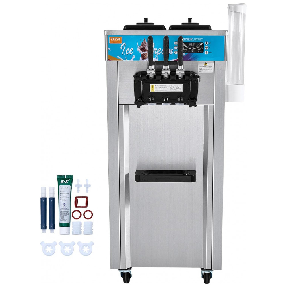 ECTQ977TCY1D0B_9-1.jpg - Máquina de Sorvete Comercial VEVOR, Produção de 21L por Hora, 1800W 3 Sabores Soft Serve, 2 Cilindros em Aço Inoxidável de 5.5L, Painel LED