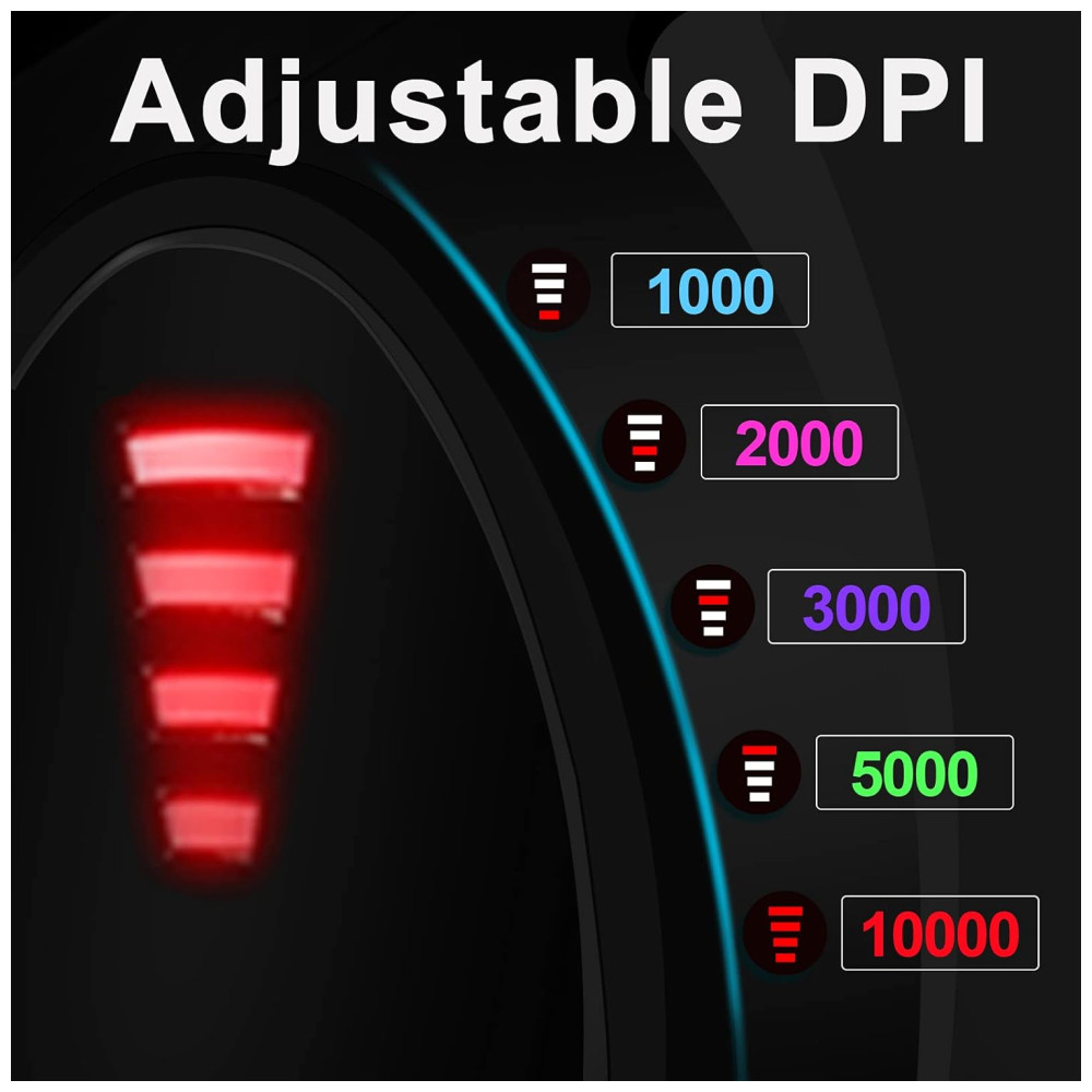 ECTQ9B1LHJ990B_5-1.jpg - Mouse para Jogos Ergonômico Vertical Óptico com Fio Reduz a Tensão do Pulso com Descanso para as Mãos 1000 10000 DPI 12 Botões TRELC Preto