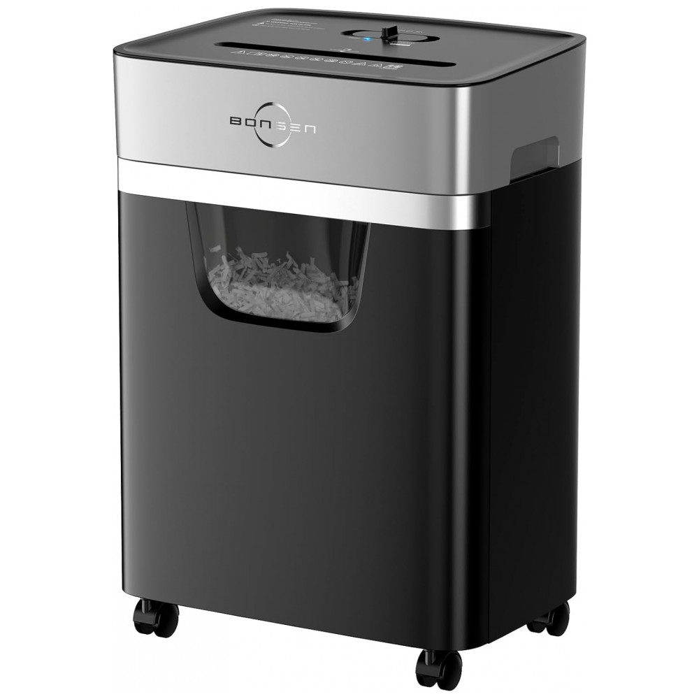 ECTQ9D3XBKTD0B_0-1.jpg - Triturador de Papel BONSEN 14 Folhas para Casa e Escritório, Corte Cruzado Resistente com Cesto de 20 Litros, Silenciosa para CDsCartões de Crédito