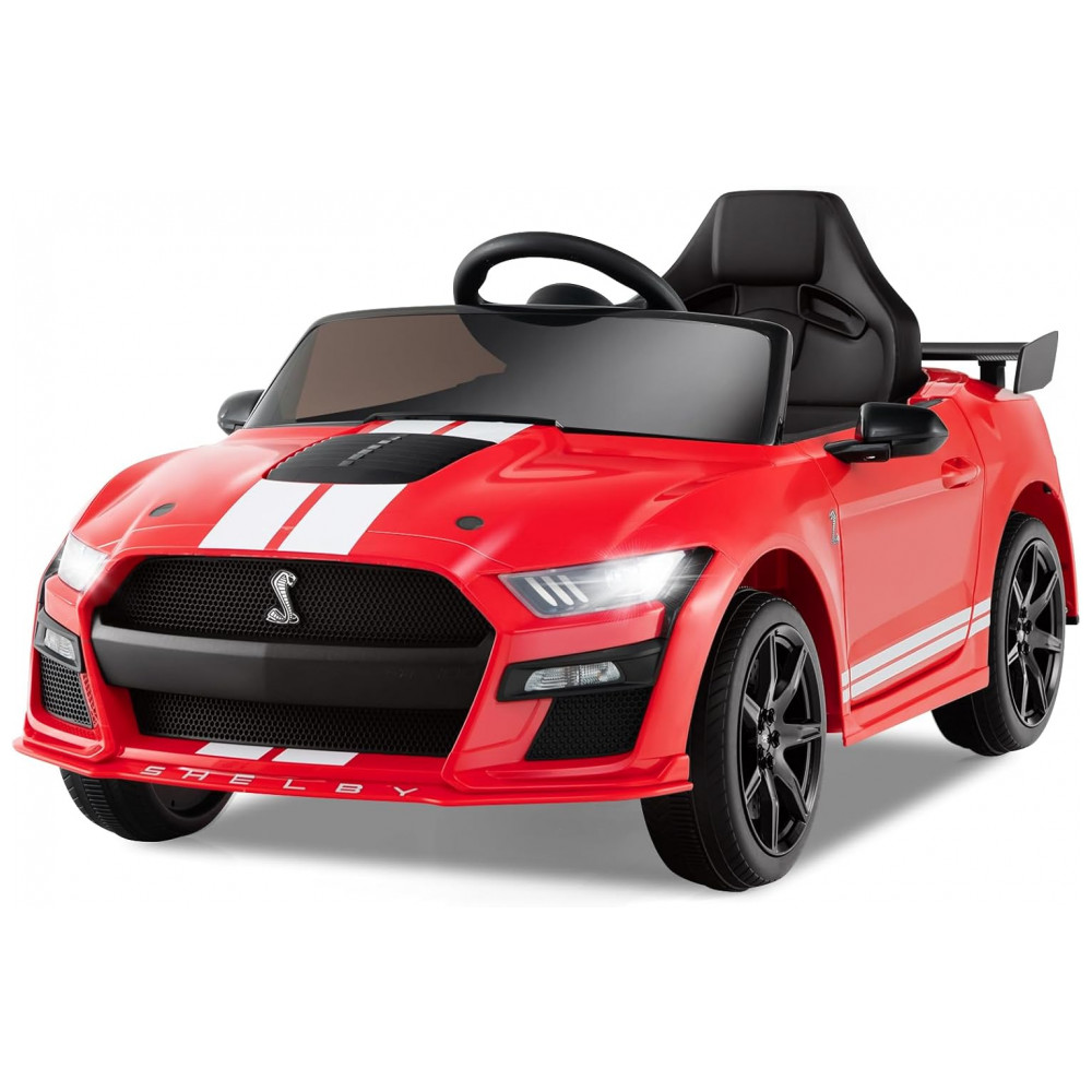 ECTQ9F97QV6D0B_0-1.jpg - Carro Elétrico Infantil Licenciado Ford Mustang Shelby GT500 OLAKIDS Vermelho 12V 2 Velocidades Controle Remoto LED USB Rádio Música