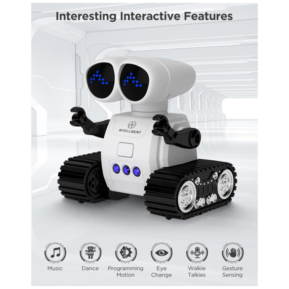 ECTQ9JCL7W2D0B_1-1.jpg - Robô Programável Preto e Branco – Controle Remoto com Walkie‑Talkie, Sensor de Gestos, Música e Luzes para Crianças