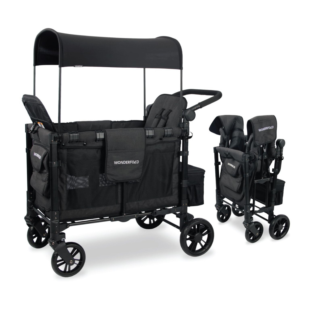 ECTQ9LN6K2H90B_0-1.jpg - Carrinho de Passeio para 2 Crianças Multifuncional com Cobertura Removível e Dobramento até 90 kg WONDERFOLD W2 Preto