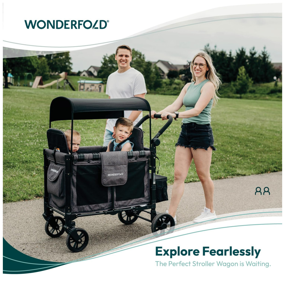 ECTQ9LN6K2H90B_1-1.jpg - Carrinho de Passeio para 2 Crianças Multifuncional com Cobertura Removível e Dobramento até 90 kg WONDERFOLD W2 Preto