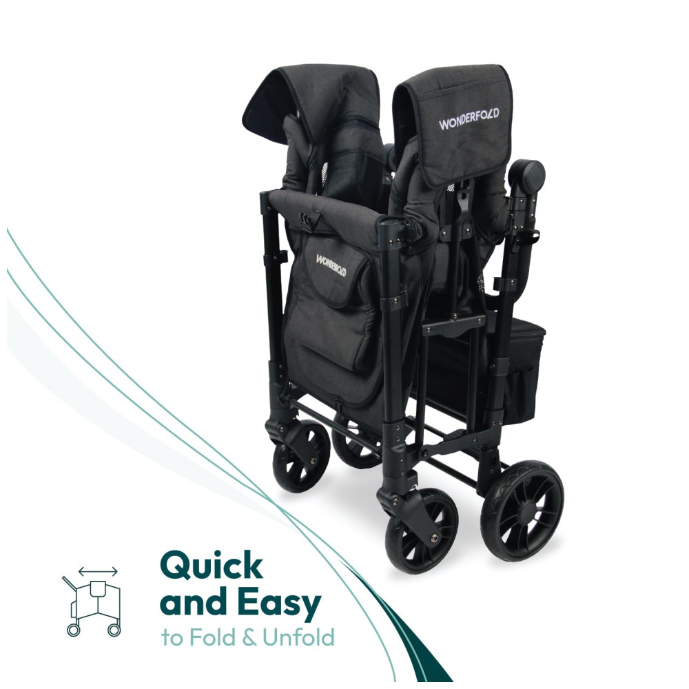 ECTQ9LN6K2H90B_4-1.jpg - Carrinho de Passeio para 2 Crianças Multifuncional com Cobertura Removível e Dobramento até 90 kg WONDERFOLD W2 Preto