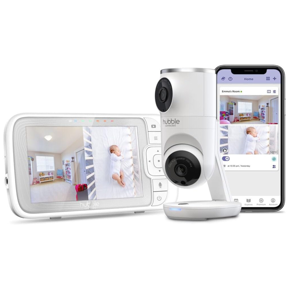 ECTQ9N5R226B0B_0-1.jpg - Babá Eletrônica com Câmera Dupla Inteligente HD e Visão Noturna HUBBLE CONNECTED Branca