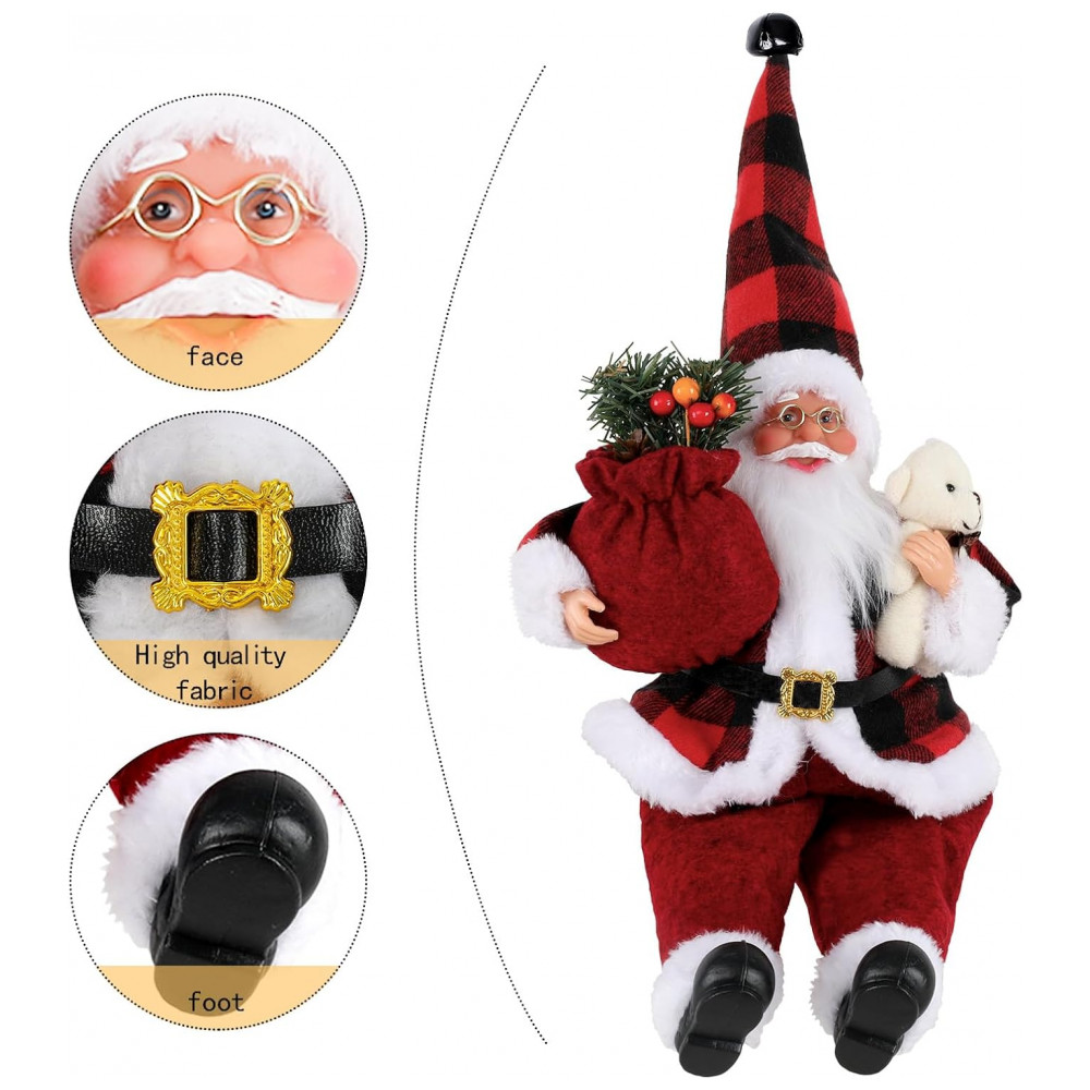 ECTQ9NZNNXF90B_2-1.jpg - Enfeite de Natal Sentado Papai Noel Cute Chic AnyDesign com Saco de Presente e Ursinho - Decoração de Natal para Casa, Escritório, Mesa de Festa