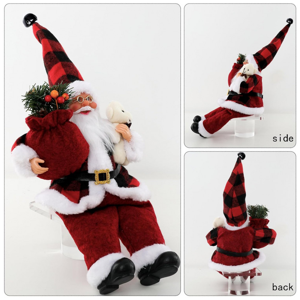 ECTQ9NZNNXF90B_3-1.jpg - Enfeite de Natal Sentado Papai Noel Cute Chic AnyDesign com Saco de Presente e Ursinho - Decoração de Natal para Casa, Escritório, Mesa de Festa