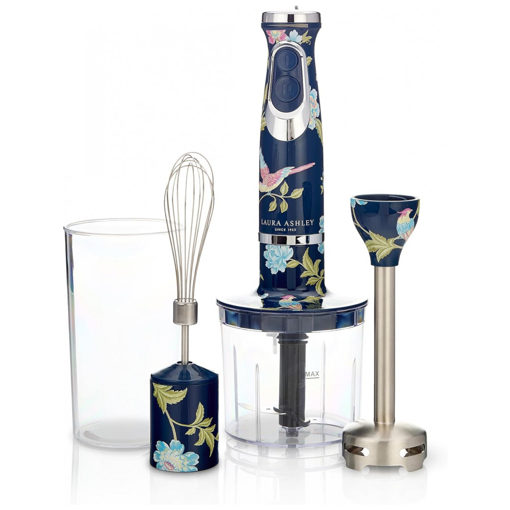 ECTQ9SP6YXPD0B_0-1.jpg - Mixer de Imersão 4 em 1 Laura Ashley 150W Azul Marinho Elveden 2 Velocidades Inox Batedor Copo Medidor 300ml VQ-SBHB219-LAEN-US 120V