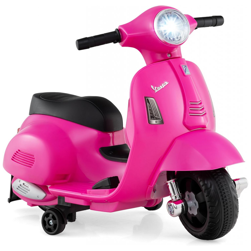 ECTQ9TXPG6PD0B_0-1.jpg - Moto Elétrica Infantil Vespa OLAKIDS Rosa 6V Licenciada Rodas de Treinamento Farol LED Buzina Estrutura Metálica 3 Rodas