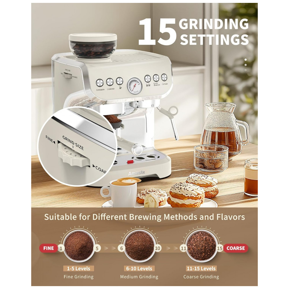 ECTQ9VSDYWPF0B_2-1.jpg - Cafeteira Espresso Amaste 15 Bar com Moinho Integrado Vaporizador 2L Branco Kit Barista Pre-Infusão AC-517EA 110V