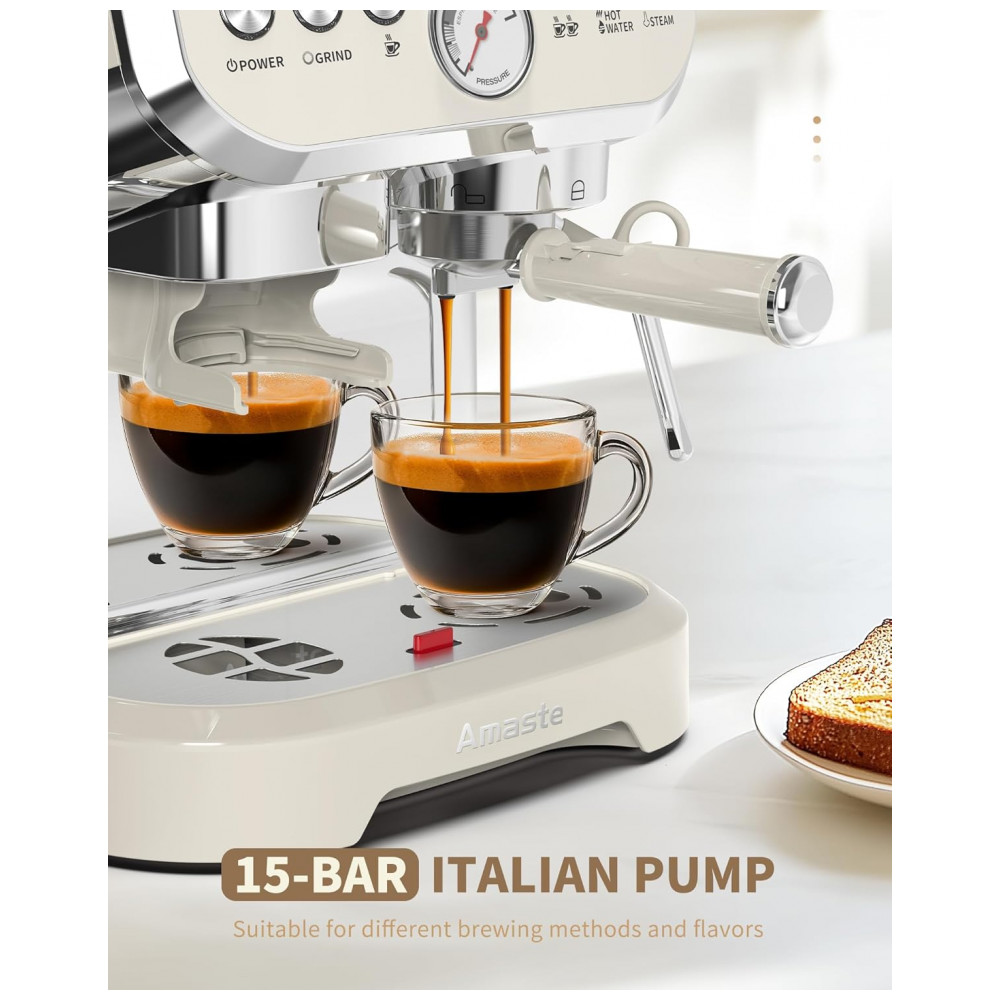 ECTQ9VSDYWPF0B_3-1.jpg - Cafeteira Espresso Amaste 15 Bar com Moinho Integrado Vaporizador 2L Branco Kit Barista Pre-Infusão AC-517EA 110V