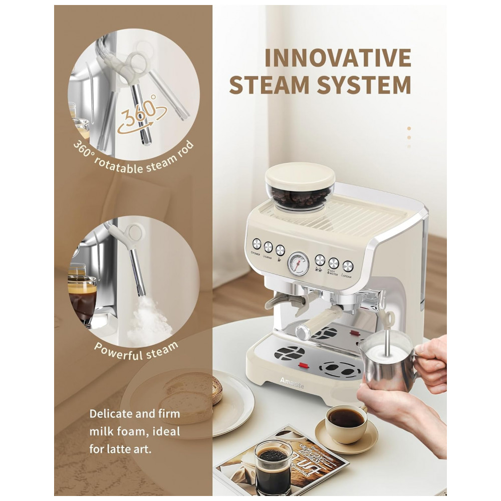 ECTQ9VSDYWPF0B_4-1.jpg - Cafeteira Espresso Amaste 15 Bar com Moinho Integrado Vaporizador 2L Branco Kit Barista Pre-Infusão AC-517EA 110V