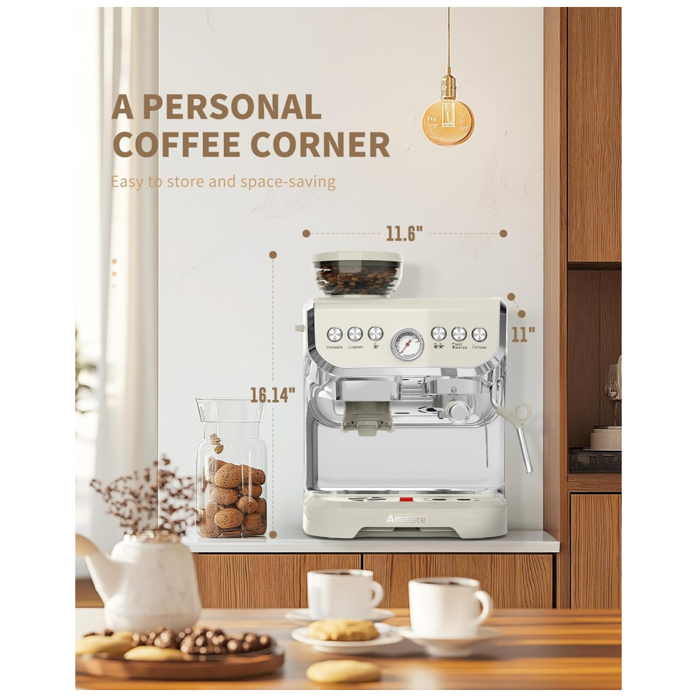 ECTQ9VSDYWPF0B_5-1.jpg - Cafeteira Espresso Amaste 15 Bar com Moinho Integrado Vaporizador 2L Branco Kit Barista Pre-Infusão AC-517EA 110V