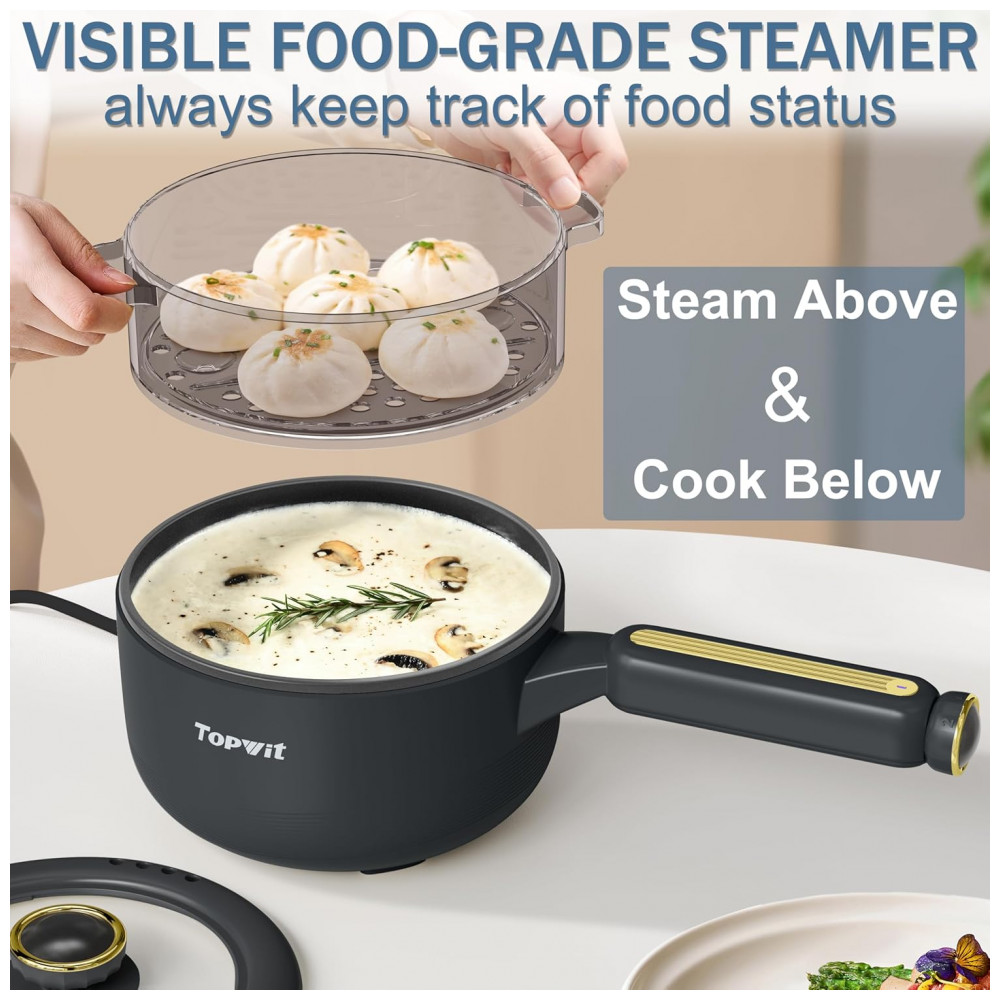 ECTQ9VTVZB3D0B_1-1.jpg - Panela Elétrica TOPWIT Hot Pot com Vaporizador Panela Elétrica Multifuncional de 2 Litros Frigideira Antiaderente Panela Portátil para Bife Arroz