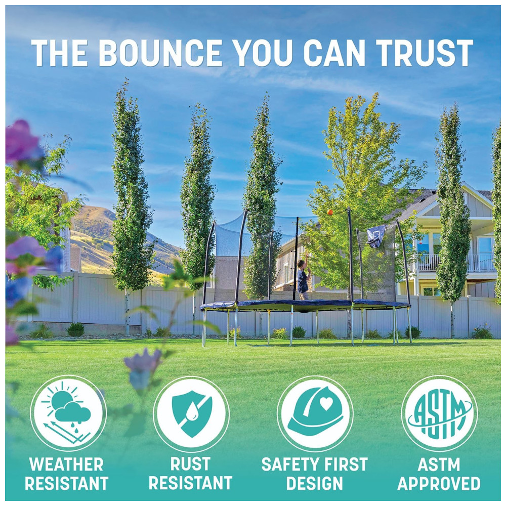 ECTQA4BHGCP00B_1.jpg - Cama Elastica para até 90 kg com Cesta de Basquete Skywalker Trampolines Azul