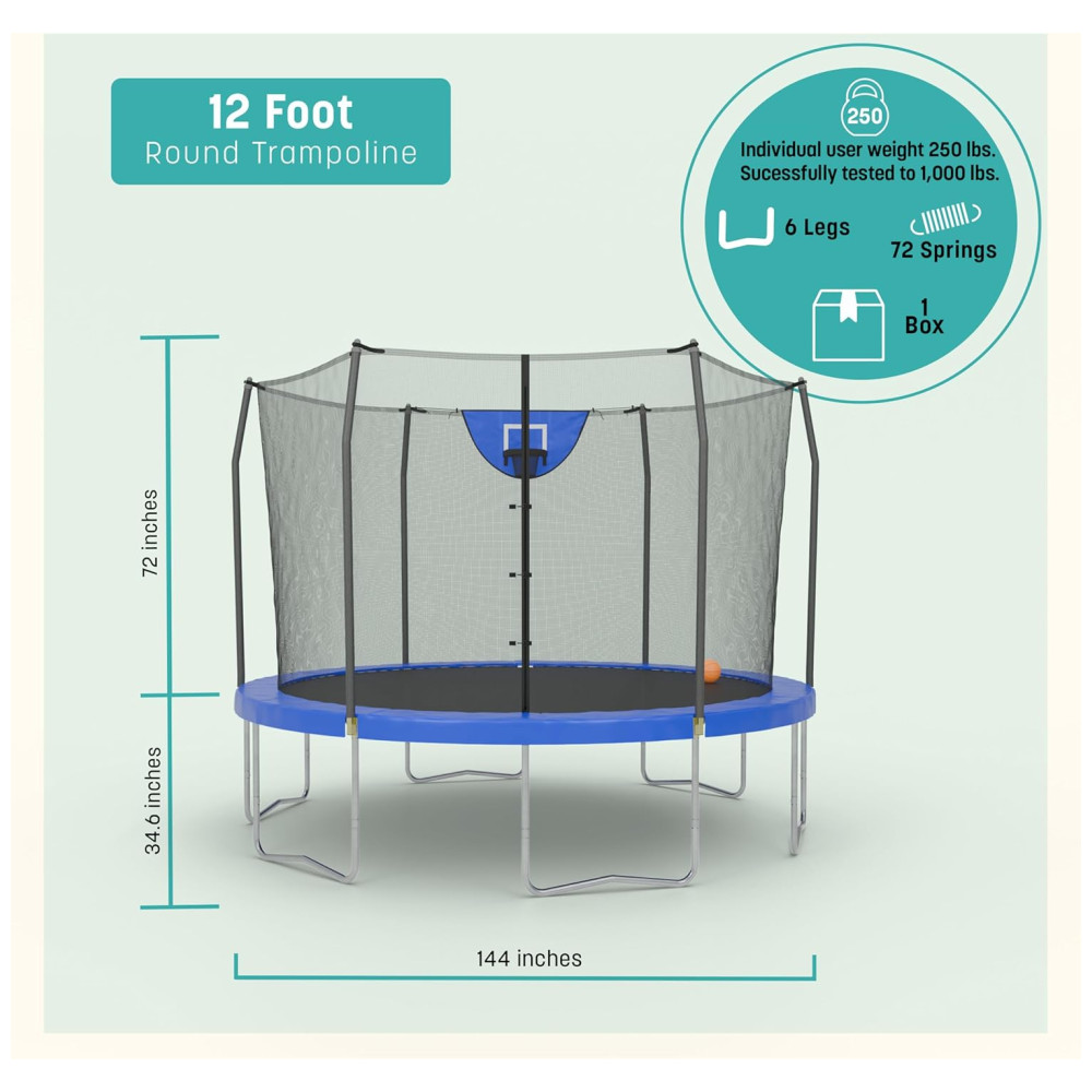 ECTQA4BHGCP00B_2.jpg - Cama Elastica para até 90 kg com Cesta de Basquete Skywalker Trampolines Azul