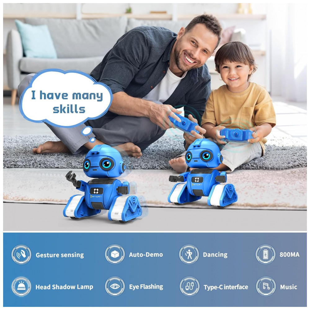 ECTQB1RQJLZC0B_1-1.jpg - Robô Programável Azul – Dzxlin, Controle Remoto 2,4 GHz com Projeção de Luz, Dança e Sensor de Gestos para Crianças