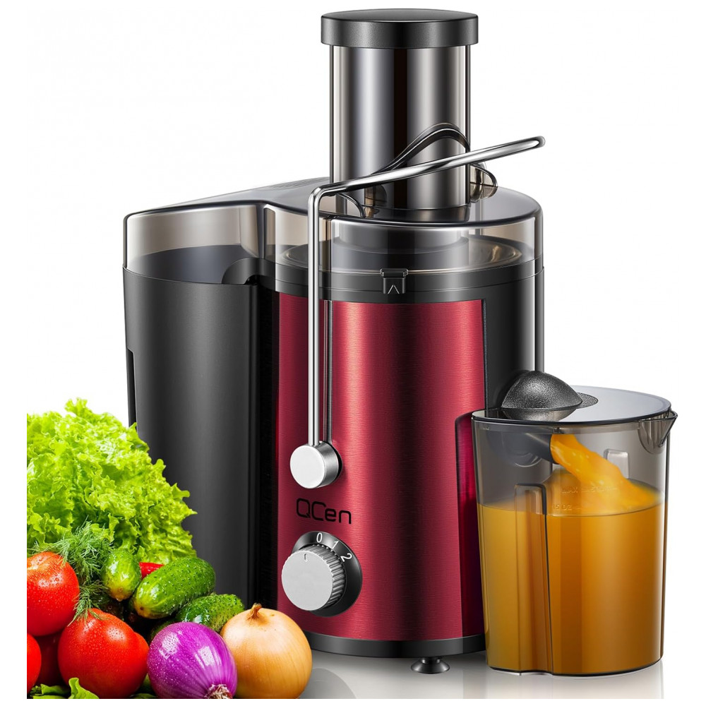 Extrator de sucos, Centrífuga de 800W com Boca de Alimentação Larga para Frutas e Vegetais, Fácil de Limpar, Aço Inoxidável, QCen