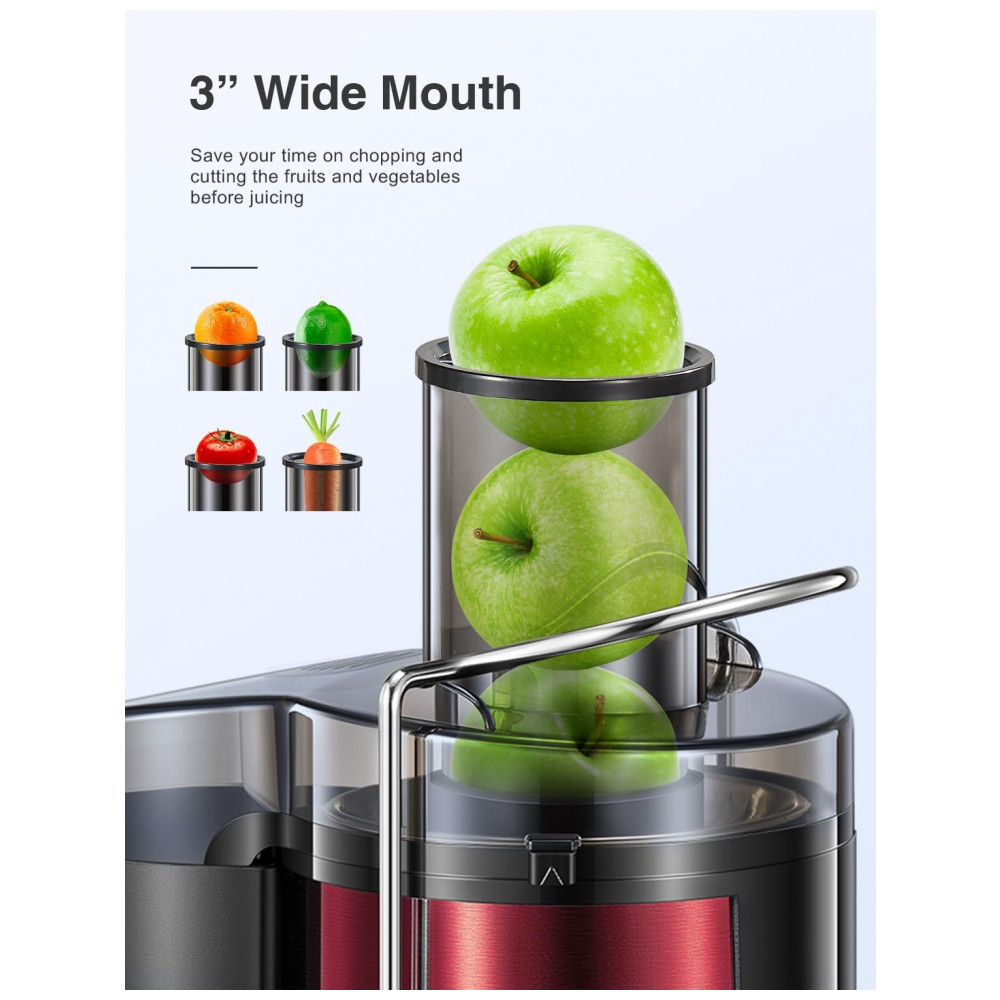 Extrator de sucos, Centrífuga de 800W com Boca de Alimentação Larga para Frutas e Vegetais, Fácil de Limpar, Aço Inoxidável, QCen - Imagem 2