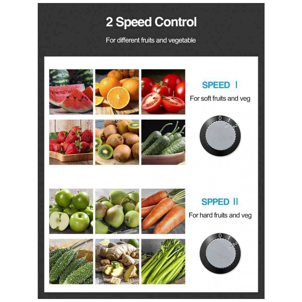 Extrator de sucos, Centrífuga de 800W com Boca de Alimentação Larga para Frutas e Vegetais, Fácil de Limpar, Aço Inoxidável, QCen - Imagem 3